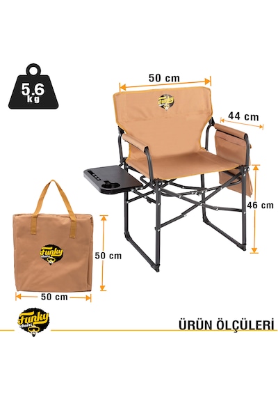 Funky Chairs Extra Katlanabilir L Kamp Koltuğu - Toprak Kahverengi