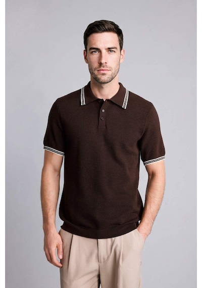 Defacto %100 Pamuk Polo Tişört G3307ax26smbn339 Kahve-bn339