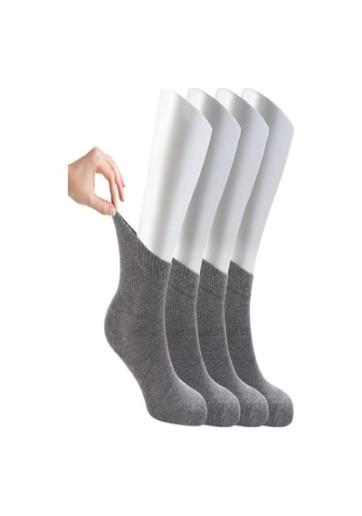 Ozzy Socks Kadın 4 Çift Bambu Lastiksiz Sıkmayan Diabetik Bilek Çorap Antrasit