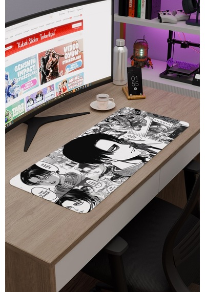 Levi Ackerman Anime V5 - 70x30 Xl Gaming Kauçuk Kaymaz Taban Mouse Pad Fare Altlığı