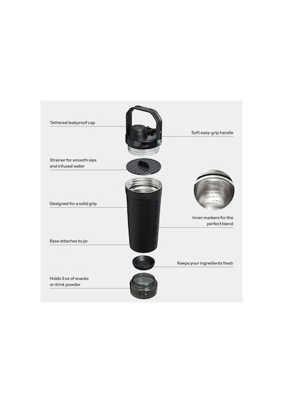 Activate Shaker 0,60 Lt Termos Sporcu Matarası Toz Depolama Kapasiteli Matara Mavi