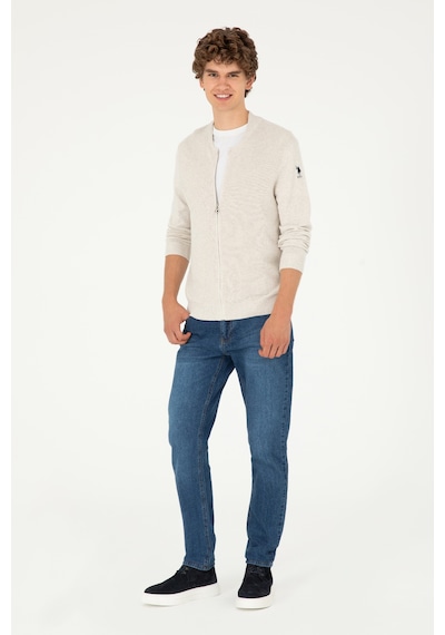 U.s. Polo Assn. Erkek Taş Melanj Hırka Triko 50293528-vr225 Taş Melanj