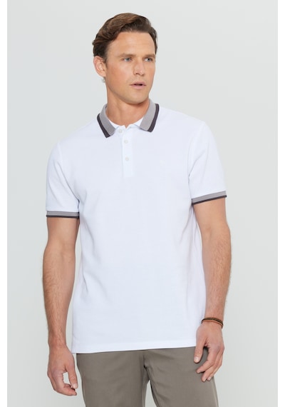 Altınyıldız Collectıon Erkek Beyaz %100 Pamuk Slim Fit Dar Kesim Polo Yaka Tişört