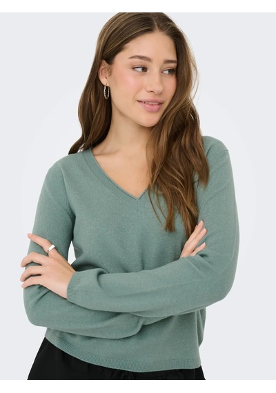 Only Onlloyal Ls V-neck Pullo Knt Noos Kadın Kazak 15368957 Yeşil