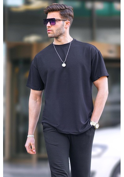 Madmext Siyah Basic Oversize Erkek Tişört 7010-siyah Siyah