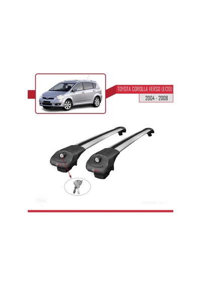 Toyota Corolla Verso E120 2004-2008 Arası İle Uyumlu Ace-1 Ara Atkı Tavan Barı Gri
