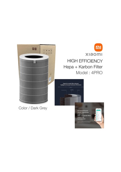 Smart Air Purifier 4 Pro Filtre Hepa Karbon Gri High Efficiency Rfid
