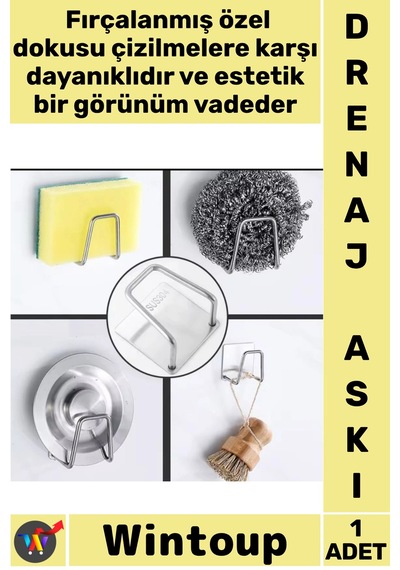 Drenajaskı 304 Paslanmaz Mutfak Lavabo Organizer Duvar Raf Kendinden Yapışkanlı Çelik Drenaj Askısı