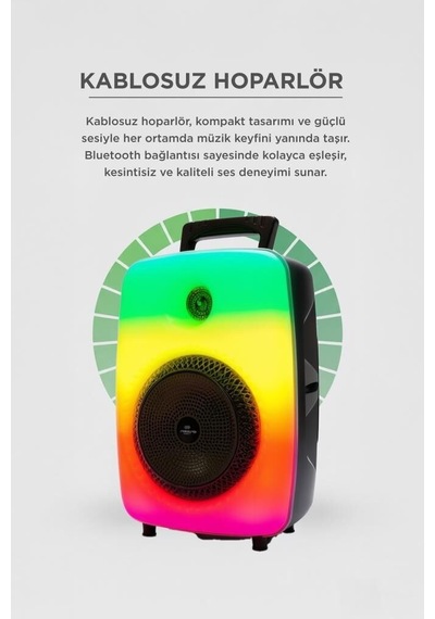 Özel Üretim Bluetooth Hoparlör Mikrofonlu Gts-1802 Siyah Ses Cihazı Parti Ürünü Müzik Aleti