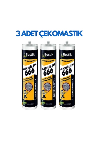 3 Adet Çekomastik 666 500 Gr Beyaz Mastik Beyaz