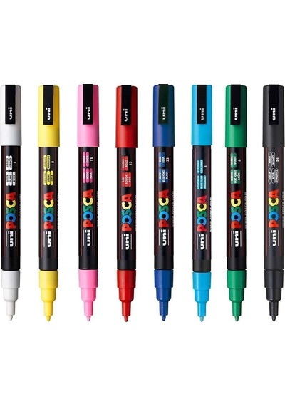 Posca Pc-3m Su Bazlı Boyama Markörü 8'li Ana Renkler 0,9-1,3mm
