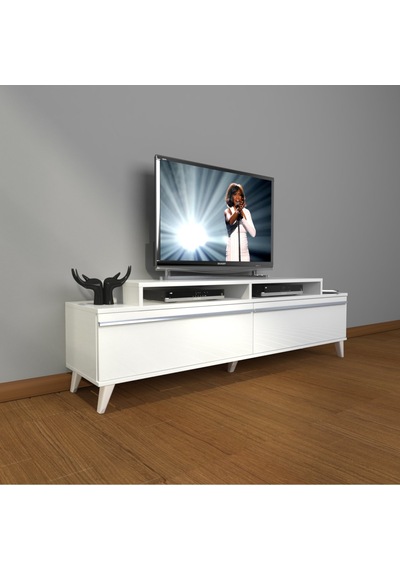 Decoraktiv Ekoflex 4 Mdf Retro Tv Ünitesi Tv Sehpası Beyaz
