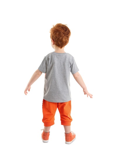 Roar Kaplan Turuncu Erkek Çocuk Yazlık T-shirt Kapri Şort Takım