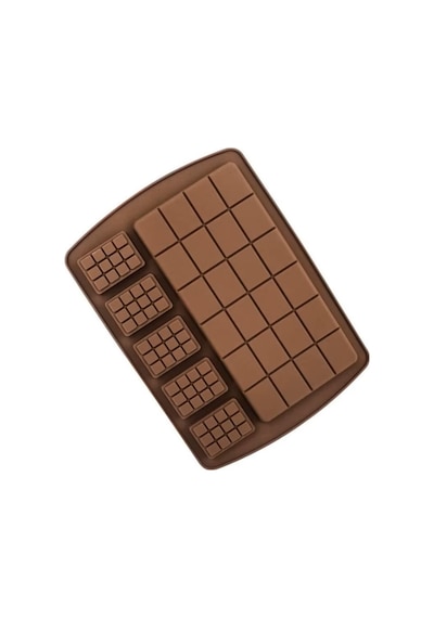 Silikon Mini Ve Büyük Tablet Çikolata Kalıbı Kahverengi