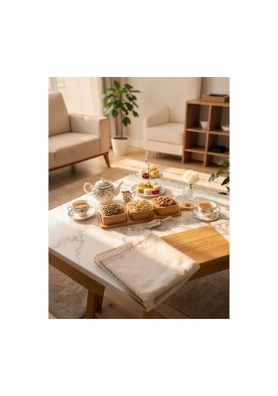 3 Lü Bambu Çerezlik-standlı Lokumluk-dekoratif Sunumluk Ekru Ekru