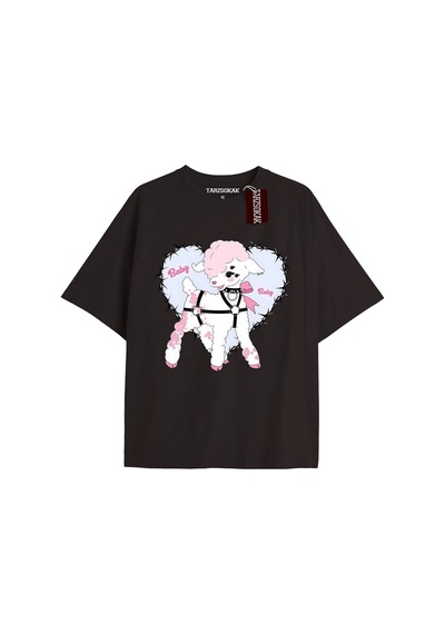 Tarzsokak Unisex Erkek/kadın Kalp Kaburga T-shirt Siyah Kod 50 Beyaz