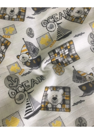 Müslin Örtü 100x120 3 Adet Ağız Bezi Hediyeli Krem - Sarı