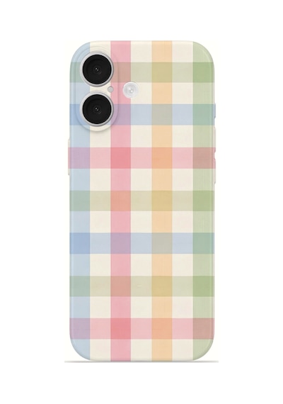 Apple iPhone Uyumlu 17 Vorian İnce Kamera Korumalı Mika Kılıf Pastel Gingham Pastel Gingham Mika