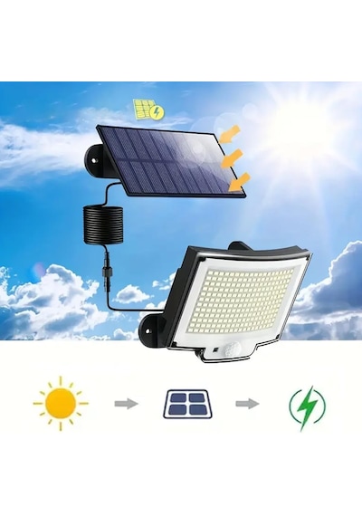 Greentech Güneş Enerjili, Hareket Sensörlü, 228 Boncuk Led Aydınlatma/gt-sl33