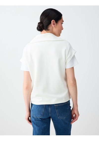 Jimmy Key Jimmy Key Beyaz Fermuarlı Balıkçı Yaka Kolsuz Örme Sweatshirt 6sw235710100