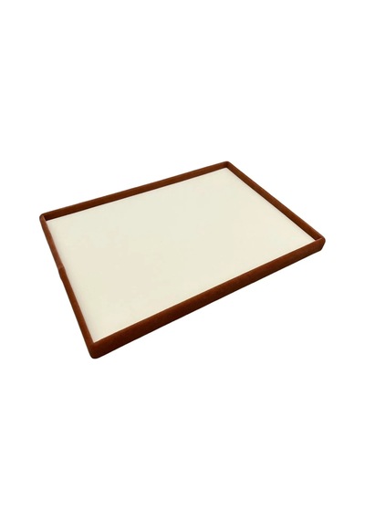 Süet Kumaş Krem-kahve Renk 34/24 Cm Takı Servis Sunum Tablası Çok Renkli