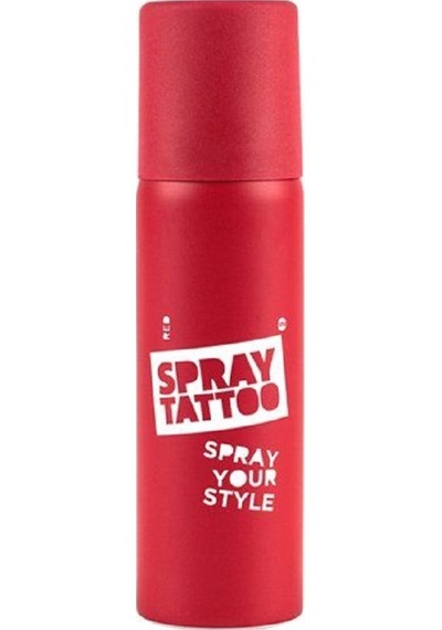 One Spray Tattoo Kırmızı Renk Geçici Dövme Spreyi + Sürpriz Şablon