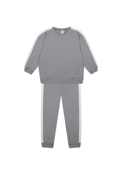 Antebies Organik Gri Beyaz Kontrast Lastikli Bağcıklı Uzun Kollu Kız Çocuk Sweatshirt Eşofman Takımı Antebies Organik Gri Beyaz Kontrast Lastikli Bağcıklı Uzun Kollu Kız Çocuk Sweatshirt Eşofman Takımı