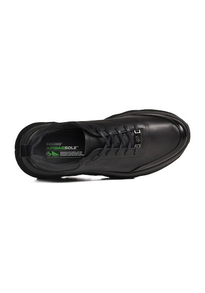 Siyah Hakiki Deri Bağcıklı Erkek Sneaker 152-22390 M Siyah