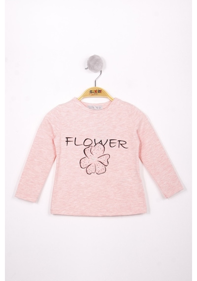Toontoy Kids Toontoy Kız Çocuk Flower Baskılı T-shirt Pembe Melanj