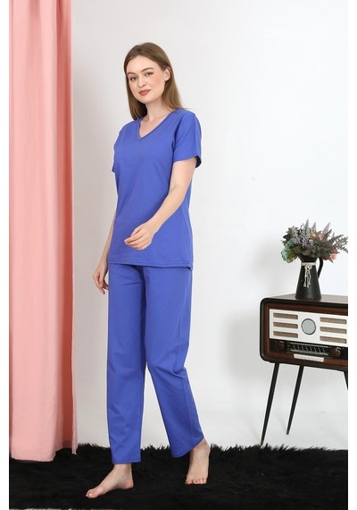 Akbeniz Kadın Kısa Kol Pamuk Penye Pijama Takım Saks 4213-saks Saks Akbeniz Kadın Kısa Kol Pamuk Penye Pijama Takım Saks 4213-saks Saks