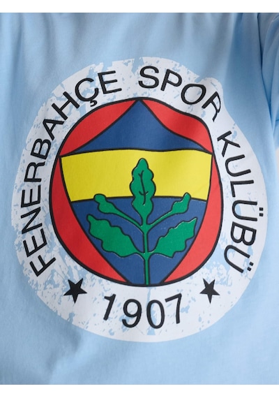 Fenerium Fb Tsrt 118 Fenerbahçe Lisanslı Renkli Logo Sıfır Yaka Çocuk T-shirt Mavi