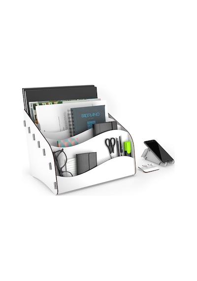 Wavy Montessori Çocuk Kitaplığı Ahşap Çocuk Odası Mini Kitaplık Masaüstü Organizer Beyaz - 657834234 Beyaz