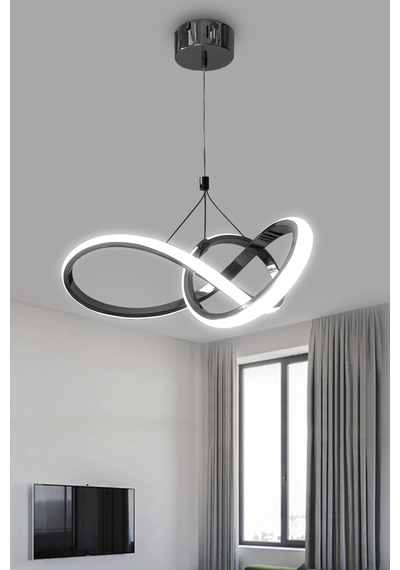 Düz 3 Renk Kardelen Model Beyaz- Sarı- Gün Işığı Modern Sarkıt Led Avize Siyah 3 Renk