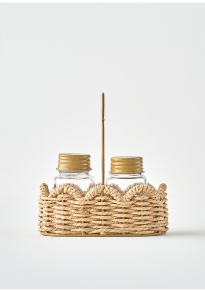 Bella Maison Scallop Cam Tuzluk Biberlik Seti Naturel 16,5x9,5x18 Cm Naturel