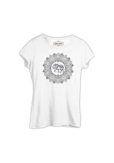 Fil - Mandala Beyaz Kadın Tshirt 001