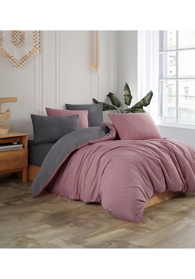 Veramoni Soft Dreams Soft Dreams Çift Kişilik Pamuklu Desenli Nevresim Takımı - Antrasit-mürdüm
