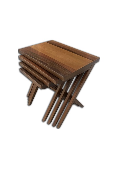 Çapraz X 4'Lü Ceviz Kaplamalı Zigon Sehpa (519001738)
