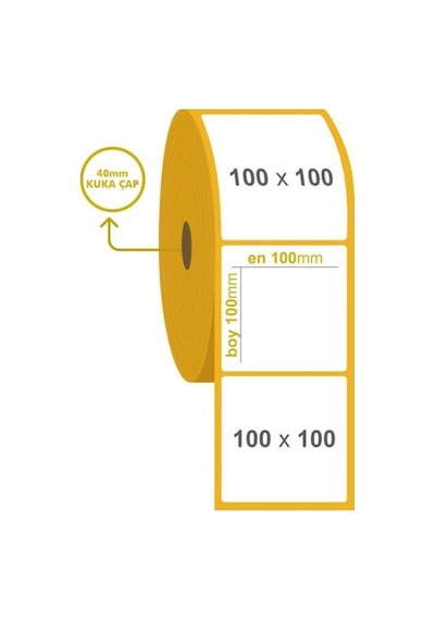 100MM X 100MM Kuşe Etiket 400'lü 10 Rulo
