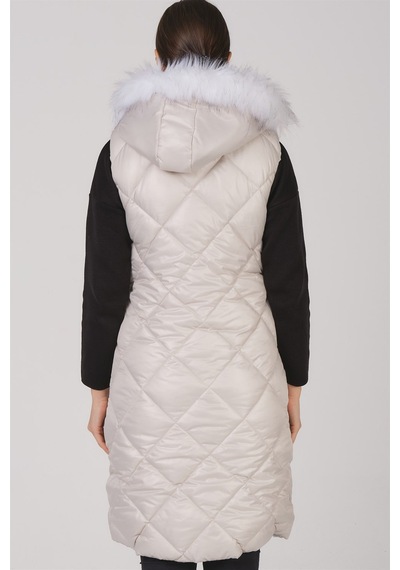 Z6717 Dewberry Bayan Yelek-krem Krem