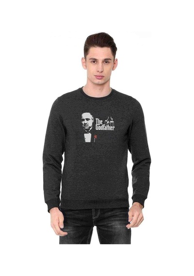 The Godfather Baskılı Füme Antrasit Erkek Örme Sweatshirt (528800831)