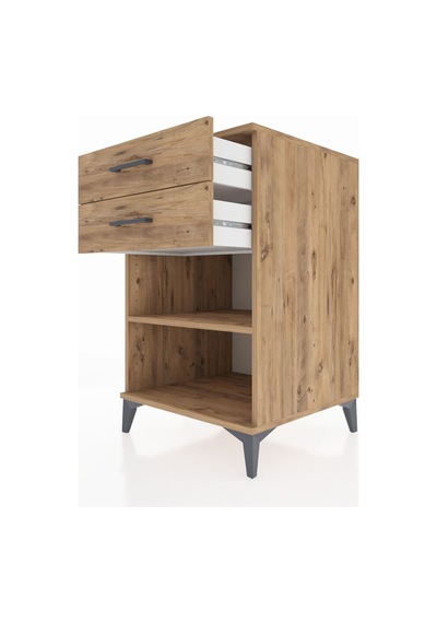 Kronos Komodin Tek Raflı 2 Çekmeceli 60x59x96 Çam-çam Çam