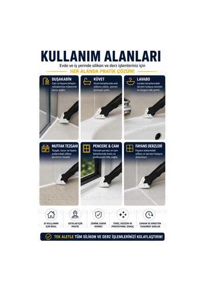 5 Başlıklı Silikon Kazıma Ve Derz Düzeltme Seti Paslanmaz Çelik Uçlu Silikon Sökme Aparatı Derz Çekm