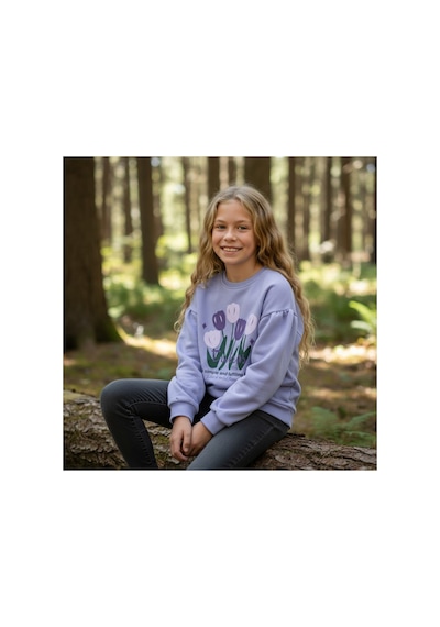 Fesshera Kids Kız Çocuk Sweatshirt Balon Kol Baskılı Oversize Pamuklu Sweatshirt / Geniş Kalıp Uzun Kollu Tişört Mor Fesshera Kids Kız Çocuk Sweatshirt Balon Kol Baskılı Oversize Pamuklu Sweatshirt / Geniş Kalıp Uzun Kollu Tişört Mor
