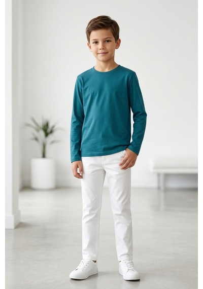 Kiagu Erkek Çocuk Uzun Kollu Basic Düz Tişört %100 Pamuk Bisiklet Yaka T-shirt 2-13 Yaş Yeşil Kiagu Erkek Çocuk Uzun Kollu Basic Düz Tişört %100 Pamuk Bisiklet Yaka T-shirt 2-13 Yaş Yeşil