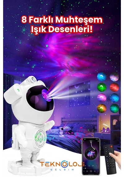 Gece Lambası Yıldız Projektör Astronot Işıklı Galaksi Samanyolu Projeksiyon Kumandalı Diğer 91072022