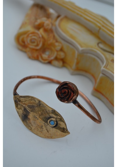 Stoneage Gül Mercan El Yapimi Bileklik Bronz