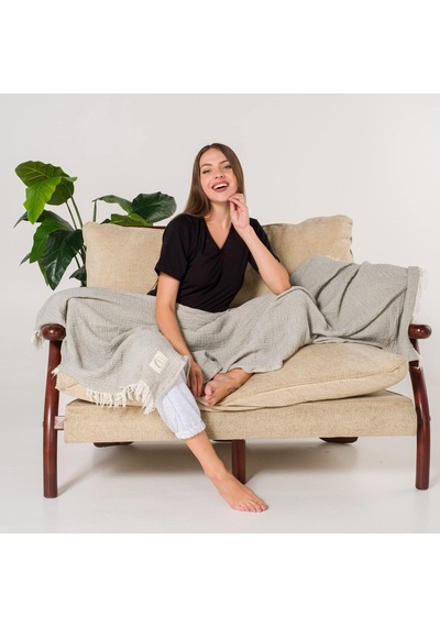 Miespiga Gold Throw 4 Katlı Müslin Koltuk Şalı/125x190 / Bürümcük Doku Su Yeşili Diğer