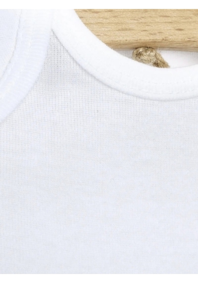 Mixibaby Mixi Baby Pamuklu Çıtçıtlı Bebek Body Bisiklet Yaka 5'li Set Uzun Kol Beyaz