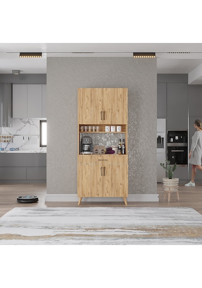 Loysen Kahve Köşesi Çok Amaçlı Dolap Kiler Mutfak Dolabı Çam -70 Cm Çam