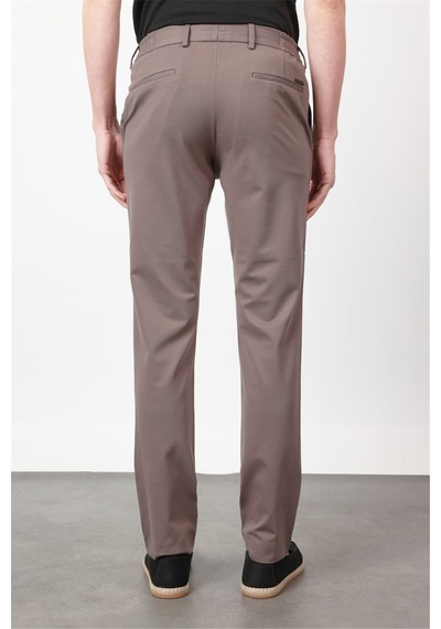 İmza Açık Kahverengi Yan Cep Kendinden Desenli Örme Jogger Slim Fit Esnek Pantolon 1003260174